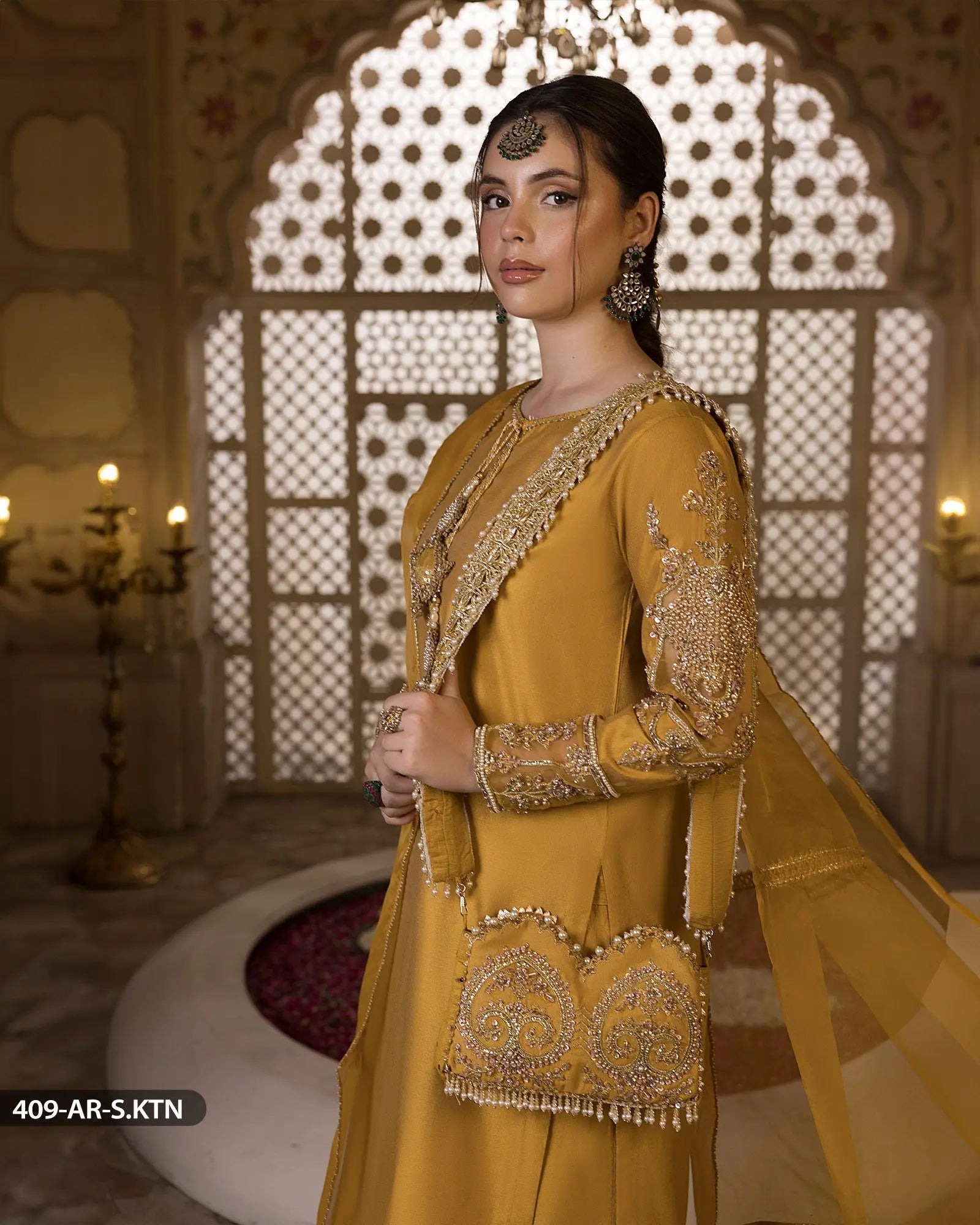 3 PEICE EMBRIODERED SUIT | 409-AR-S.KTN Sha Posh Textile