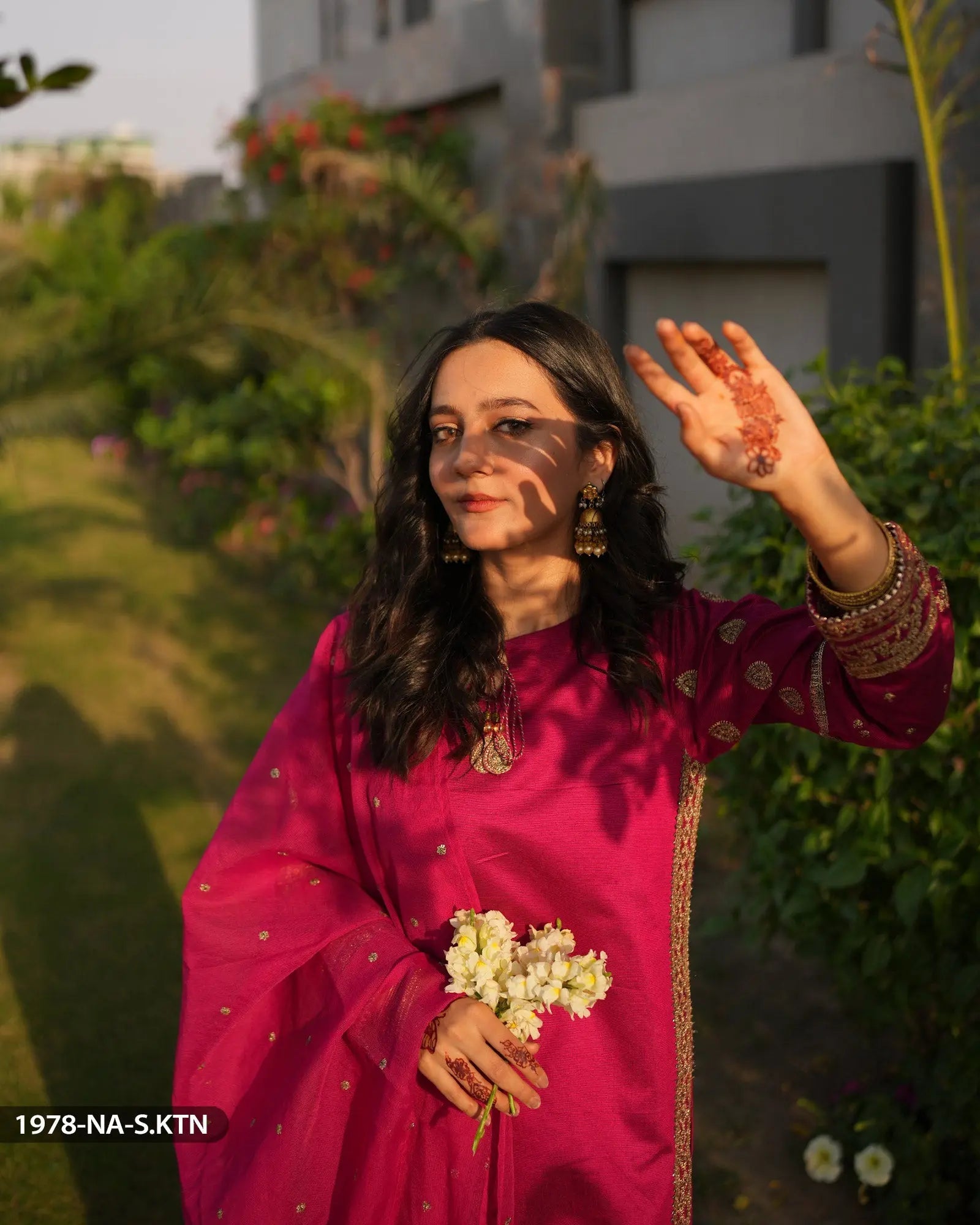 Chambray Katan Embroidered Suit | 1978-NA-S.KTN Sha Posh Textile