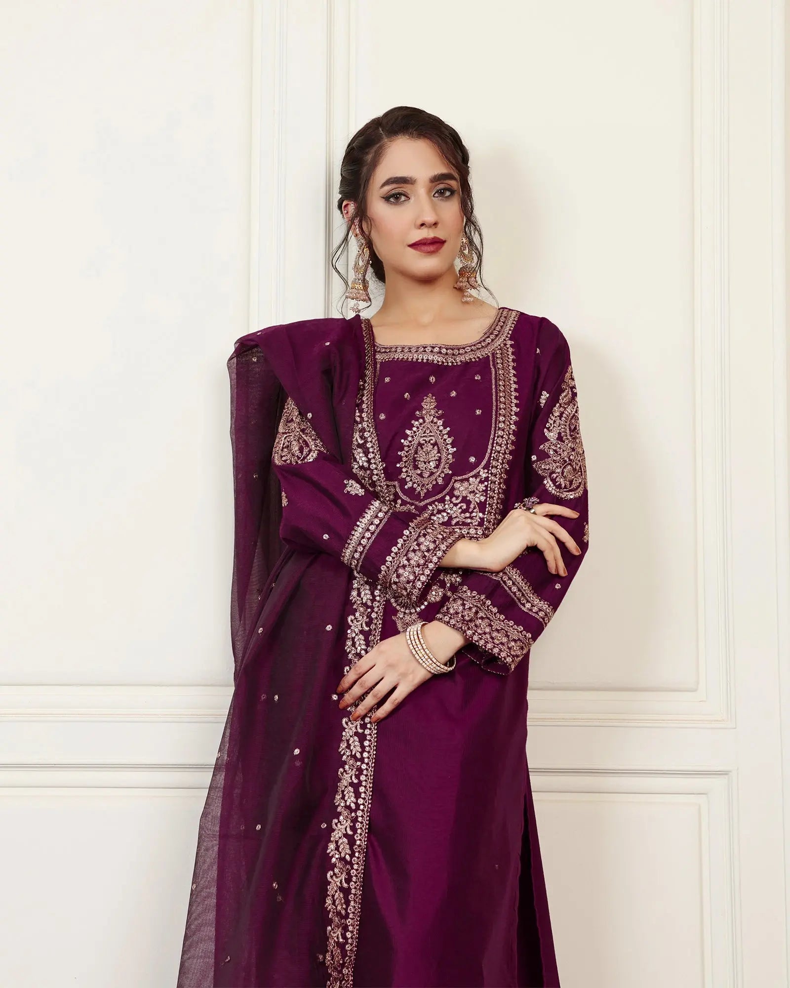 Embroidered Chambray Katan | 2205 ShaPosh Textile