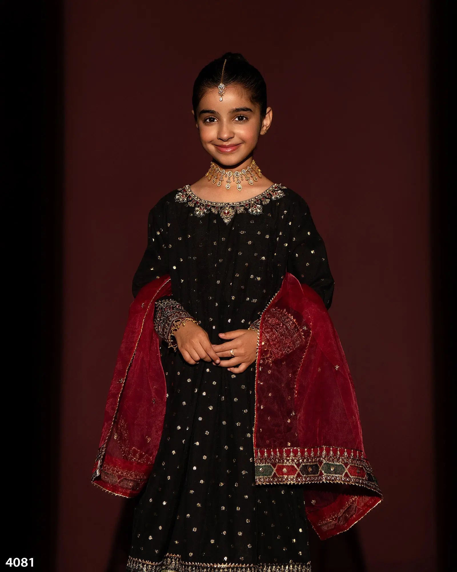 Kids 3 Piece Bindi Badla Suit Stitched | 4081-SJ-B.BADLA - Sha Posh Textile