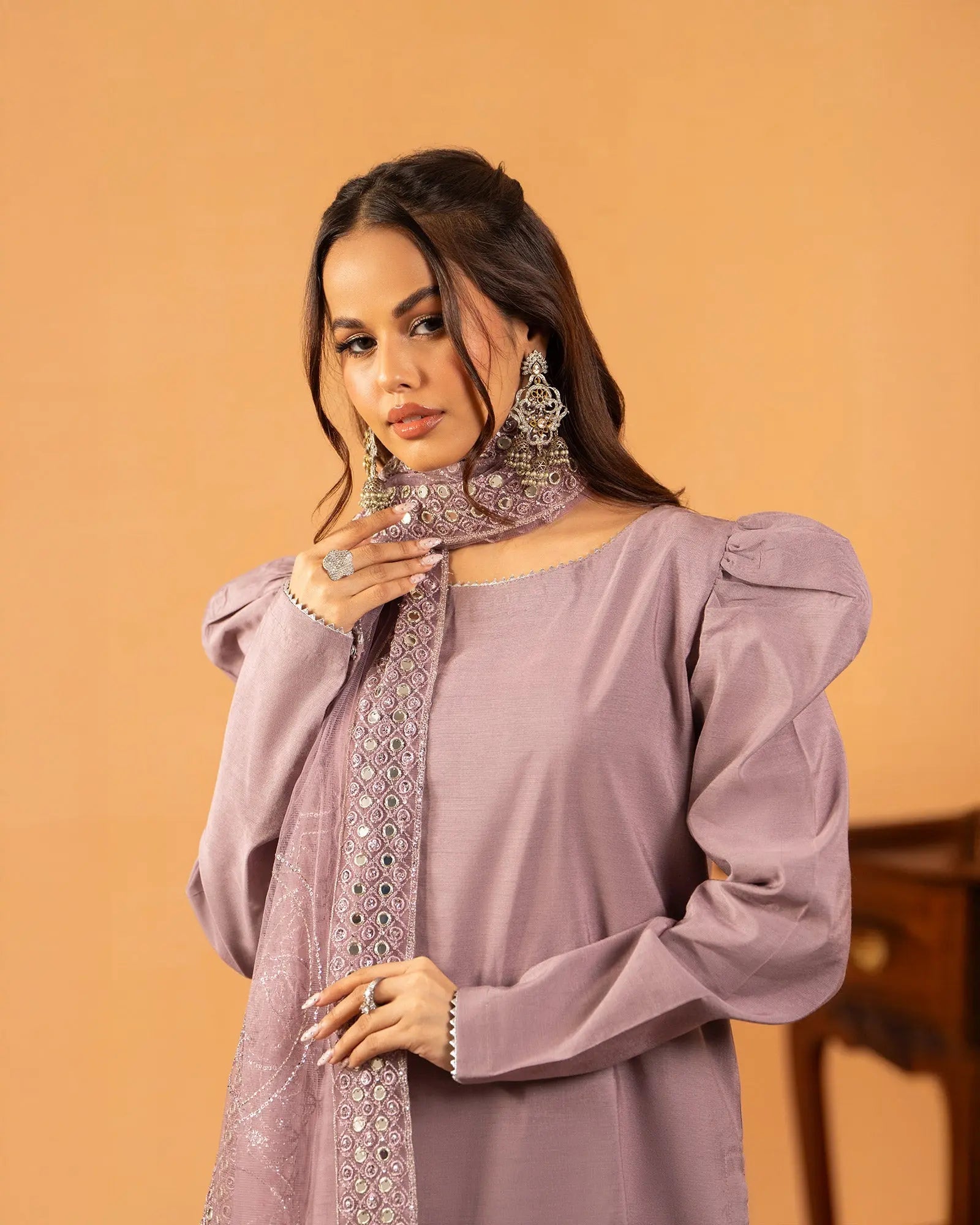 3 Piece Plain Paper Katan Suit Stitched | 1142-ST-P.P.KTN - Sha Posh Textile