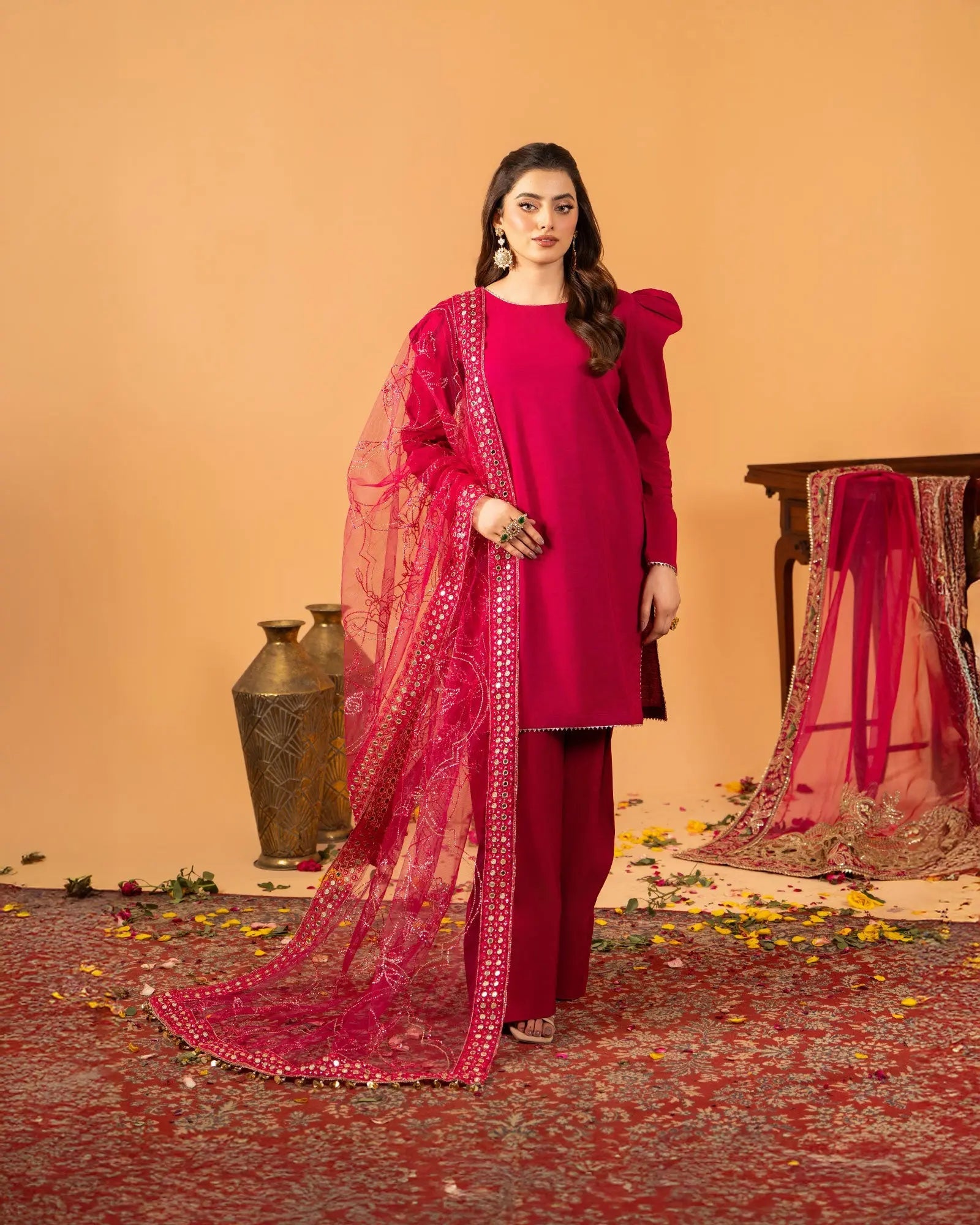 3 Piece Plain Paper Katan Suit Stitched | 1142-ST-P.P.KTN - Sha Posh Textile