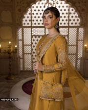 3 PEICE EMBRIODERED SUIT | 409-AR-S.KTN Sha Posh Textile