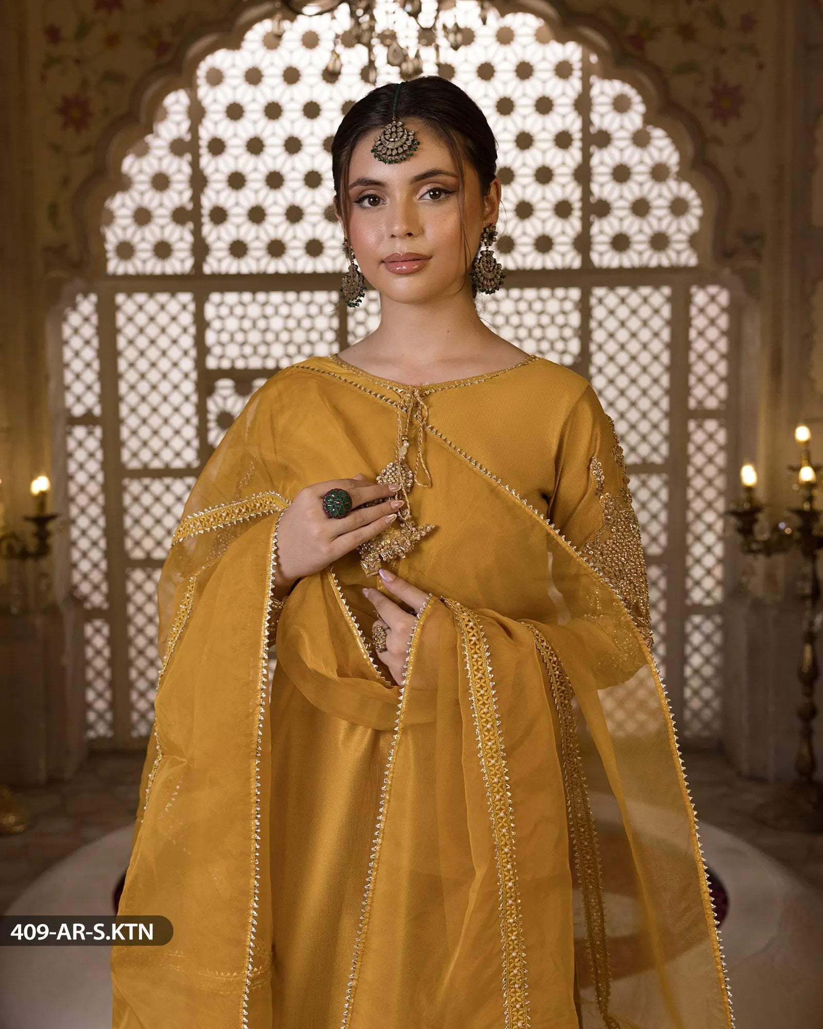 3 PEICE EMBRIODERED SUIT | 409-AR-S.KTN Sha Posh Textile