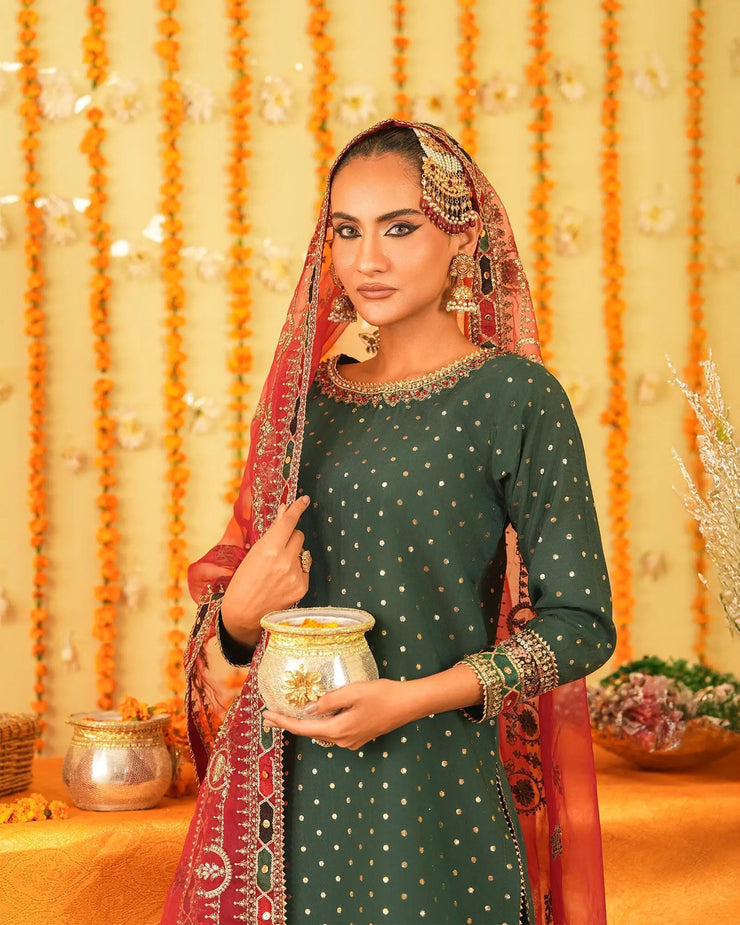 3-Piece Ready-to-Wear Bindi BADLA Suit | 4080-SJ-B.BADLA - Sha Posh Textile