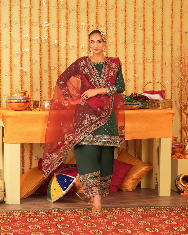 3-Piece Ready-to-Wear Bindi BADLA Suit | 4080-SJ-B.BADLA - Sha Posh Textile