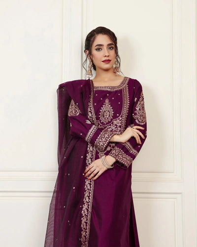 Embroidered Chambray Katan | 2205 ShaPosh Textile