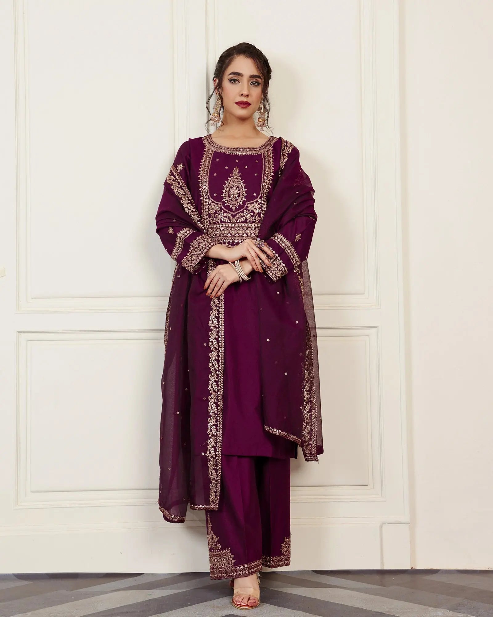 Embroidered Chambray Katan | 2205 ShaPosh Textile