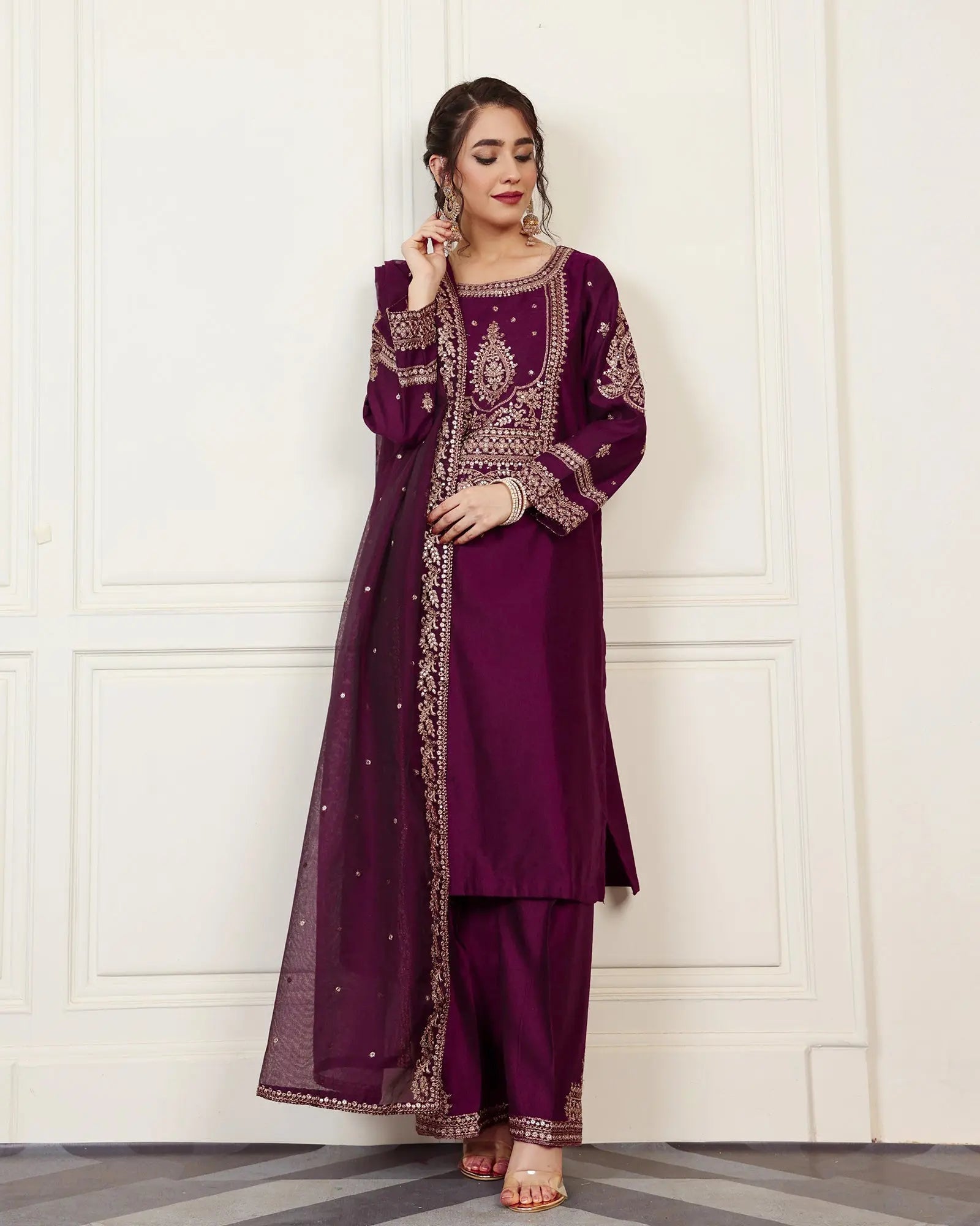 Embroidered Chambray Katan | 2205 ShaPosh Textile