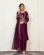 Embroidered Chambray Katan | 2205 ShaPosh Textile