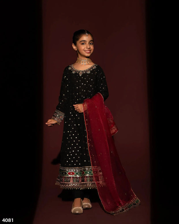 Kids 3 Piece Bindi Badla Suit Stitched | 4081-SJ-B.BADLA - Sha Posh Textile