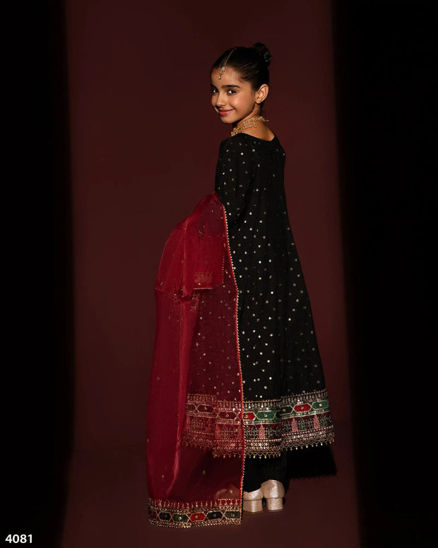 Kids 3 Piece Bindi Badla Suit Stitched | 4081-SJ-B.BADLA - Sha Posh Textile