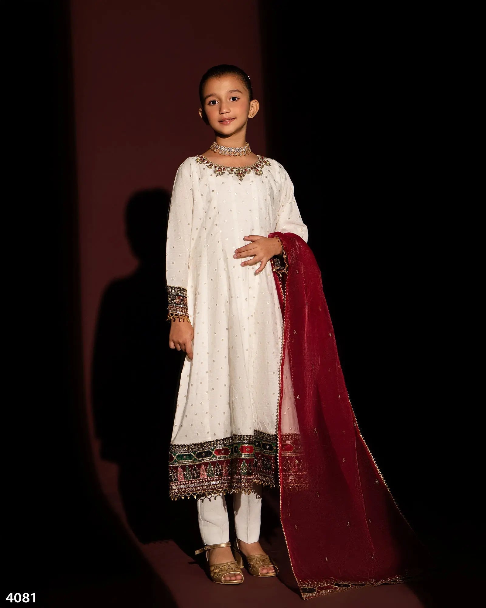 Kids 3 Piece Bindi Badla Suit Stitched | 4081-SJ-B.BADLA - Sha Posh Textile