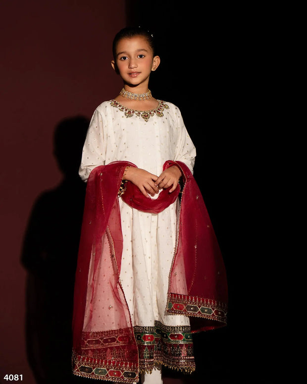 Kids 3 Piece Bindi Badla Suit Stitched | 4081-SJ-B.BADLA - Sha Posh Textile