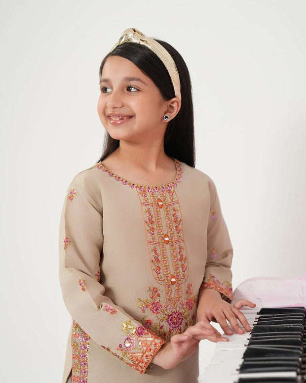 Kids 3-Piece Ready-to-Wear Plain Paper Katan Suit | 4084-SJ-P.P.KTN (Dupatta Included) - Sha Posh Textile