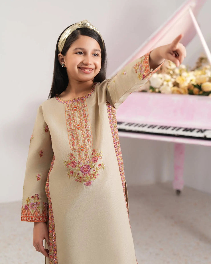 Kids 3-Piece Ready-to-Wear Plain Paper Katan Suit | 4084-SJ-P.P.KTN (Dupatta Included) - Sha Posh Textile