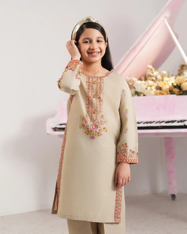 Kids 3-Piece Ready-to-Wear Plain Paper Katan Suit | 4084-SJ-P.P.KTN (Dupatta Included) - Sha Posh Textile