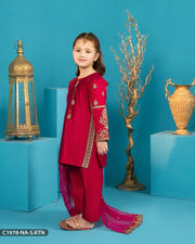 Kids Chambray Katan Embroidered Suit | 1978-NA-S.KTN - Sha Posh Textile