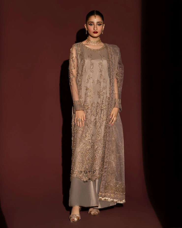 3 Piece Net Suit Stitched | 1119-ST-NT - Sha Posh Textile