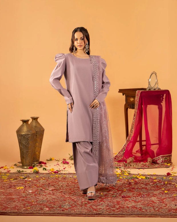 3 Piece Plain Paper Katan Suit Stitched | 1142-ST-P.P.KTN - Sha Posh Textile