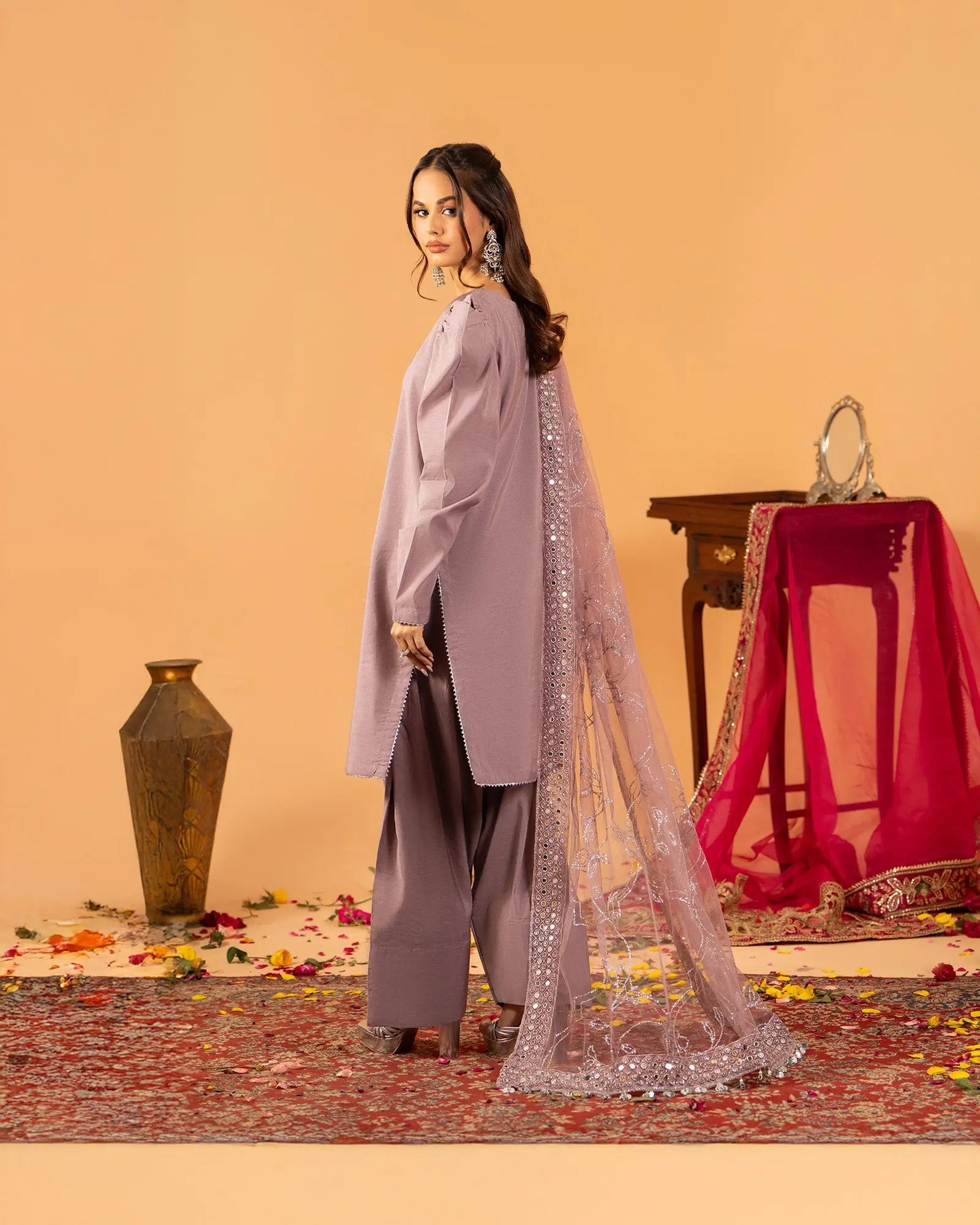 3 Piece Plain Paper Katan Suit Stitched | 1142-ST-P.P.KTN - Sha Posh Textile