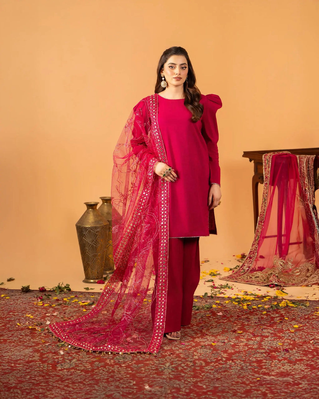 3 Piece Plain Paper Katan Suit Stitched | 1142-ST-P.P.KTN - Sha Posh Textile