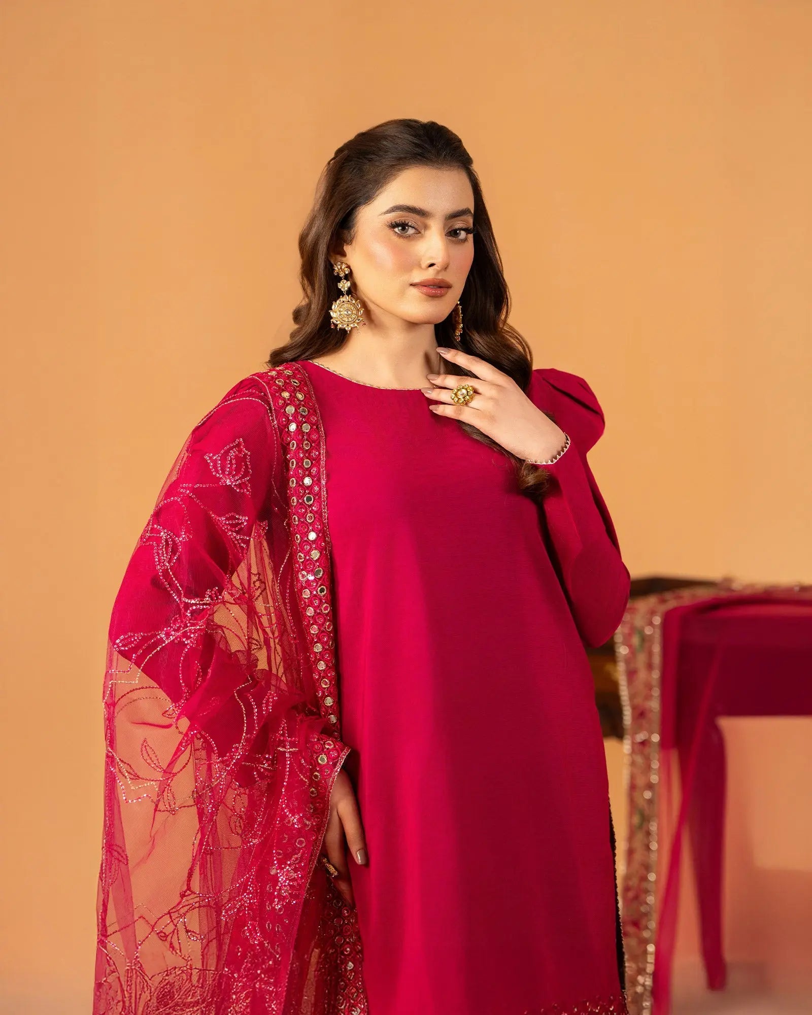 3 Piece Plain Paper Katan Suit Stitched | 1142-ST-P.P.KTN - Sha Posh Textile